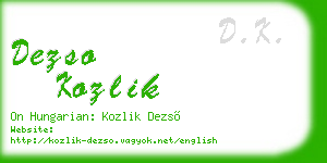 dezso kozlik business card