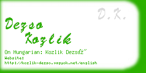 dezso kozlik business card